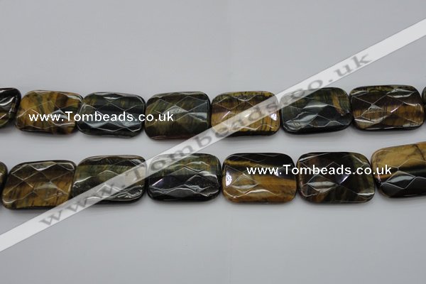 CTE1392 15.5 inches 30*40mm faceted rectangle yellow & blue tiger eye beads