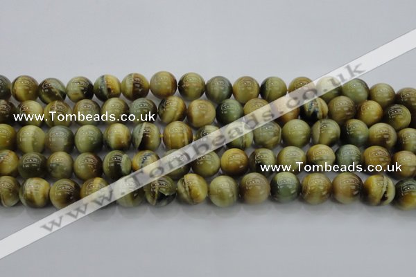 CTE1441 15.5 inches 6mm round golden & blue tiger eye beads