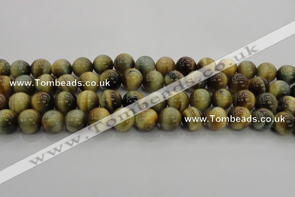 CTE1445 15.5 inches 14mm round golden & blue tiger eye beads