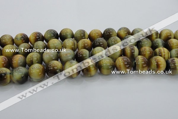 CTE1448 15.5 inches 20mm round golden & blue tiger eye beads