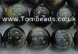 CTE1452 15.5 inches 8mm round golden & blue tiger eye beads