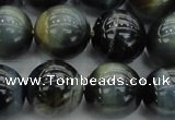 CTE1454 15.5 inches 12mm round golden & blue tiger eye beads