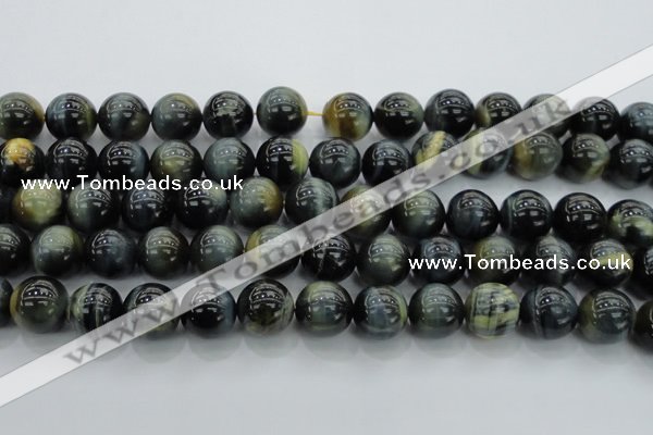 CTE1454 15.5 inches 12mm round golden & blue tiger eye beads