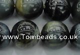 CTE1456 15.5 inches 16mm round golden & blue tiger eye beads