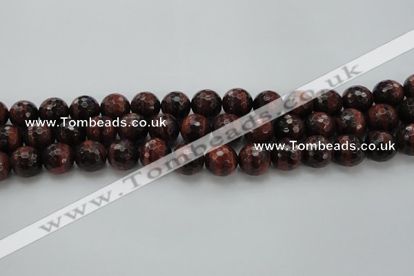 CTE1465 15.5 inches 14mm faceted round red tiger eye beads