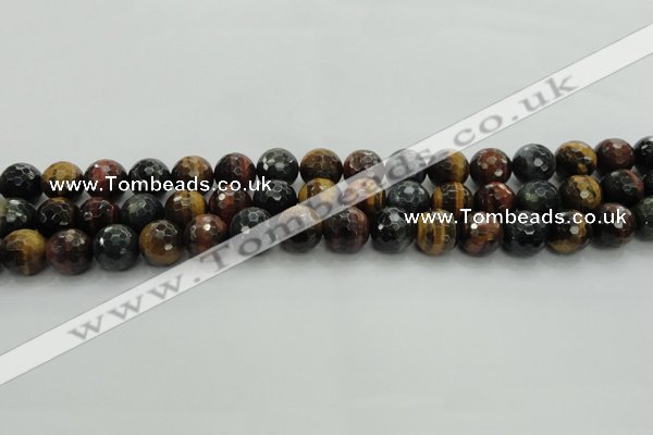 CTE1473 15.5 inches 10mm faceted round mixed tiger eye beads