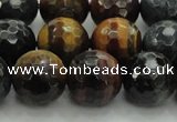 CTE1476 15.5 inches 16mm faceted round mixed tiger eye beads