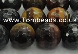 CTE1477 15.5 inches 18mm faceted round mixed tiger eye beads