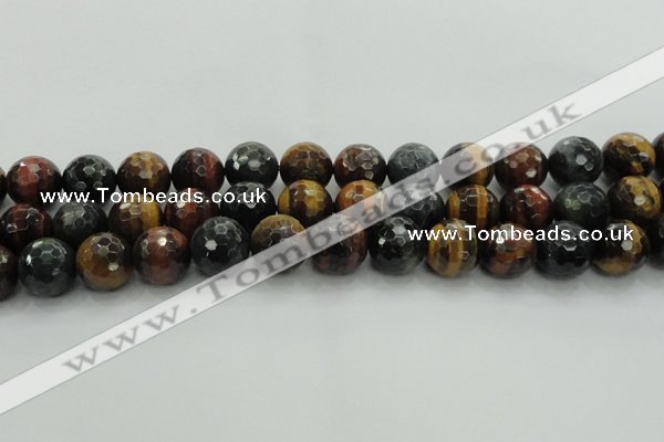 CTE1477 15.5 inches 18mm faceted round mixed tiger eye beads