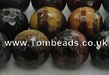 CTE1478 15.5 inches 20mm faceted round mixed tiger eye beads