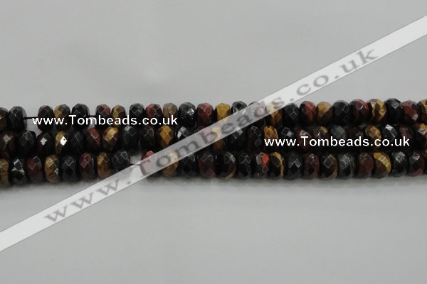 CTE1483 15.5 inches 7*12mm faceted rondelle mixed tiger eye beads