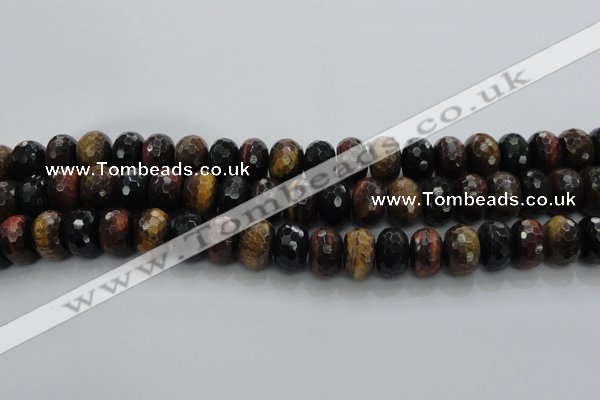 CTE1485 15.5 inches 10*16mm faceted rondelle mixed tiger eye beads