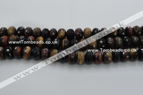 CTE1486 15.5 inches 12*18mm faceted rondelle mixed tiger eye beads