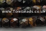 CTE1488 15.5 inches 9*12mm faceted tyre mixed tiger eye beads