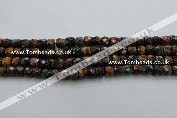 CTE1488 15.5 inches 9*12mm faceted tyre mixed tiger eye beads