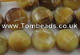 CTE1538 15.5 inches 14mm faceted coin golden tiger eye beads