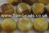 CTE1539 15.5 inches 16mm faceted coin golden tiger eye beads