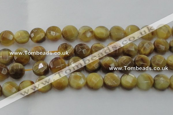 CTE1541 15.5 inches 20mm faceted coin golden tiger eye beads