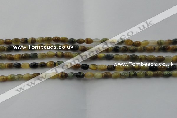 CTE1550 15.5 inches 4*6mm rice golden & blue tiger eye beads wholesale