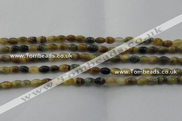 CTE1551 15.5 inches 5*8mm rice golden & blue tiger eye beads wholesale