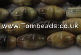 CTE1553 15.5 inches 8*12mm rice golden & blue tiger eye beads wholesale