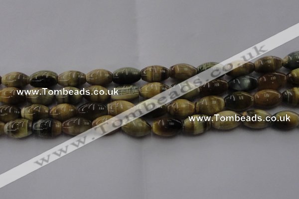 CTE1554 15.5 inches 10*14mm rice golden & blue tiger eye beads wholesale