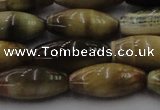 CTE1559 15.5 inches 8*18mm rice golden & blue tiger eye beads wholesale