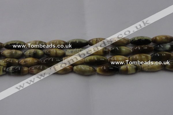 CTE1559 15.5 inches 8*18mm rice golden & blue tiger eye beads wholesale