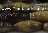 CTE1560 15.5 inches 10*30mm rice golden & blue tiger eye beads wholesale