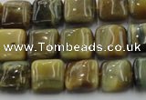 CTE1562 15.5 inches 8*8mm square golden & blue tiger eye beads wholesale