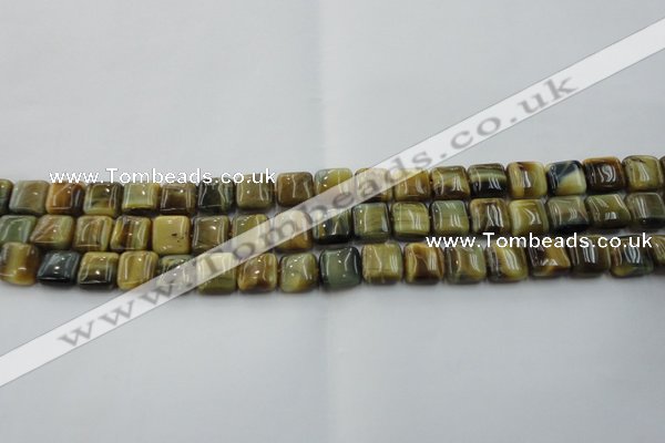 CTE1562 15.5 inches 8*8mm square golden & blue tiger eye beads wholesale