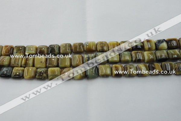 CTE1563 15.5 inches 10*10mm square golden & blue tiger eye beads wholesale