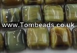 CTE1564 15.5 inches 12*12mm square golden & blue tiger eye beads wholesale