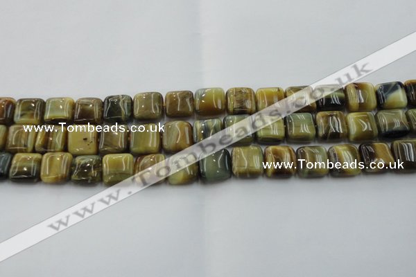 CTE1564 15.5 inches 12*12mm square golden & blue tiger eye beads wholesale