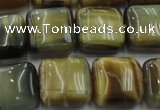 CTE1565 15.5 inches 14*14mm square golden & blue tiger eye beads wholesale