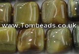CTE1566 15.5 inches 16*16mm square golden & blue tiger eye beads wholesale