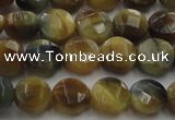 CTE1572 15.5 inches 8mm faceted coin golden & blue tiger eye beads