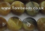 CTE1576 15.5 inches 16mm faceted coin golden & blue tiger eye beads