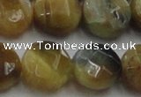 CTE1577 15.5 inches 18mm faceted coin golden & blue tiger eye beads