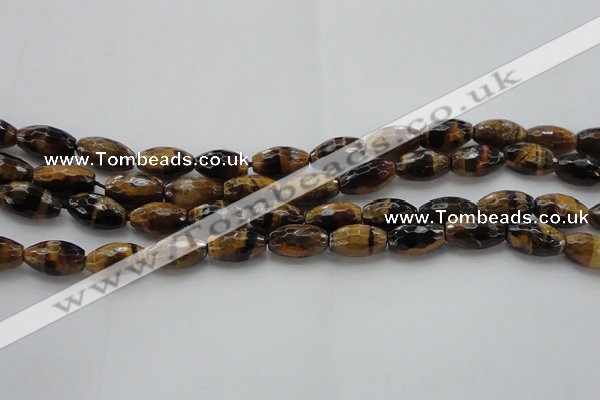 CTE1580 15.5 inches 8*12mm faceted rice yellow tiger eye beads