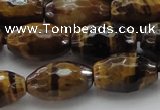 CTE1581 15.5 inches 10*14mm faceted rice yellow tiger eye beads