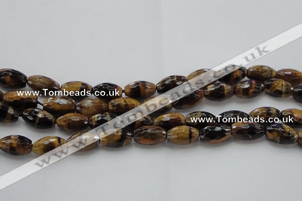 CTE1581 15.5 inches 10*14mm faceted rice yellow tiger eye beads