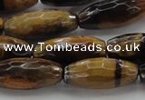 CTE1586 15.5 inches 8*18mm faceted rice yellow tiger eye beads