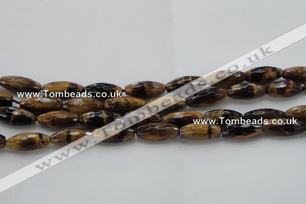 CTE1586 15.5 inches 8*18mm faceted rice yellow tiger eye beads