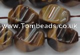 CTE1593 15.5 inches 15*20mm twisted rice yellow tiger eye beads