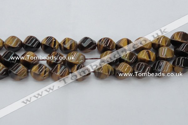 CTE1593 15.5 inches 15*20mm twisted rice yellow tiger eye beads