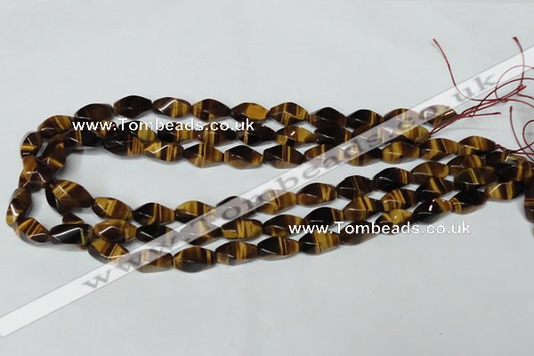 CTE171 15.5 inches 6*12mm twisted rice yellow tiger eye gemstone beads