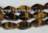 CTE172 15.5 inches 8*16mm twisted rice yellow tiger eye gemstone beads