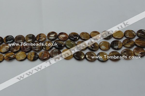 CTE1725 15.5 inches 12mm faceted coin yellow tiger eye beads