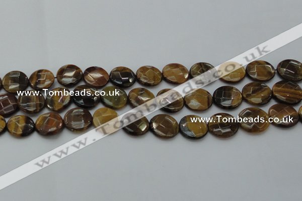 CTE1727 15.5 inches 16mm faceted coin yellow tiger eye beads